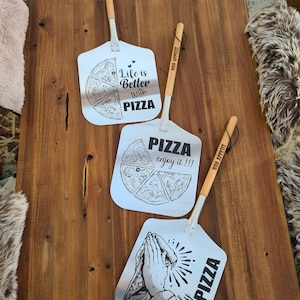 Pizzaspade med praktiskt trähandtag, dekorativt tillbehör, för att tillaga och servera pizza, pizzaspade, pizzaugn, present