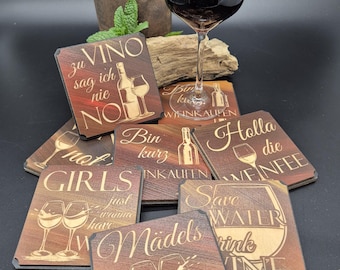 Wine glass coasters made of wood, gift, Christmas, handmade, coaster, gift, bar, bartender, drinking, cocktails