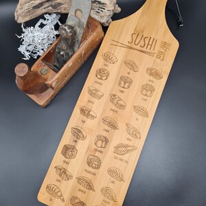 Sushi serving board - Sideboard made of bamboo wood - Handmade - Cuttingboard - Unique - Kitchen - cooking - Gift - Customizable