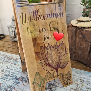 Wooden stand individually adaptable - Wooden sign for the entrance door - Radio bell - Weatherproof - Individual wooden stand