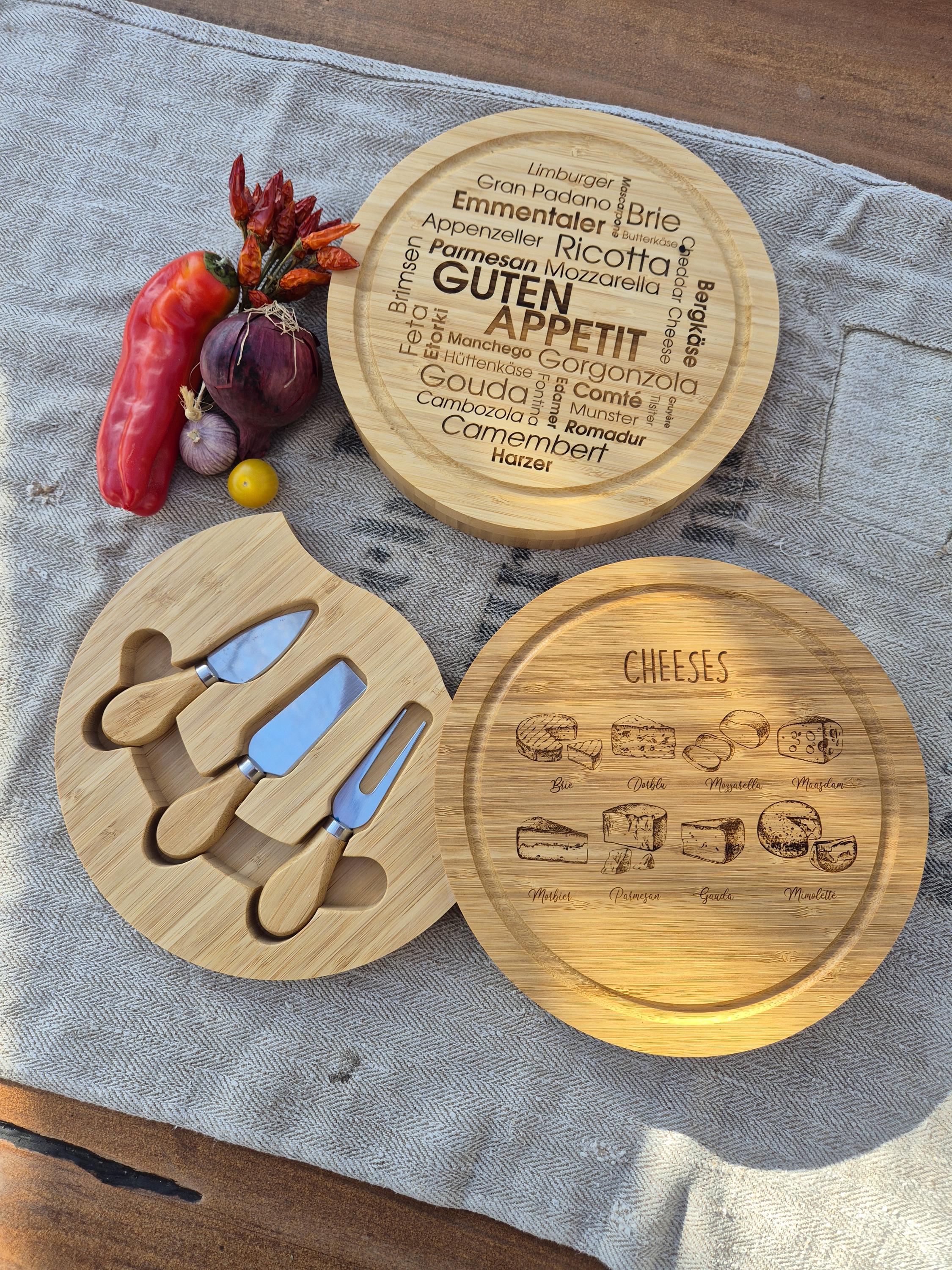 Bamboo Cheese Board with Cheese Knife Set, Cheese Set for Cheese Lovers, Cheese Board, Serving, Cheese Lovers, France, Food and Drink, Celebration