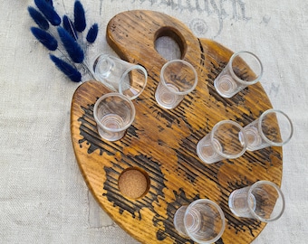 Liquor tray-schnapps butler-schnapps board with glasses-gift-wedding-birthday-Easter-Christmas-JGA-regulars' table-clubs-party-wood