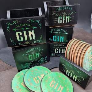 Holder Gin Coaster Gift Idea Gift Christmas Handmade Unique Gin Lover Ginlove Men&#39;s Gift