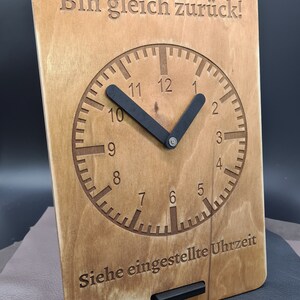 Deurbordje - Ben zo terug - Wijzer - Klok - Winkel - Aanpasbaar - Hout - Baliedisplay - Handgemaakt - Klokbordje