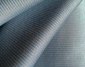 Organic - Cuffs - Fabric - Rib 2 x 1 - Cotton - Air - Blue - Light Blue - Fine STOFF - Metre Fabric - Life clothes