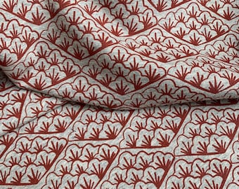 Organic ~ Jersey ~ Felicita ~ floral ~ geometric ~ fabric ~ rust red ~ grey ~ mottled ~ fine FABRIC ~ by the meter