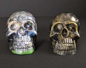 Skull Decor Art molded from melted recycled 3d printer waste sustainable