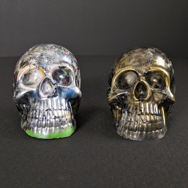 Skull Decor Art molded from melted recycled 3d printer waste sustainable