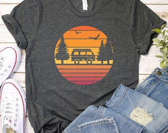 Retro Camper Van Vintage-Style Graphic Tee | Camping Road Trip PNW |  VW Bus