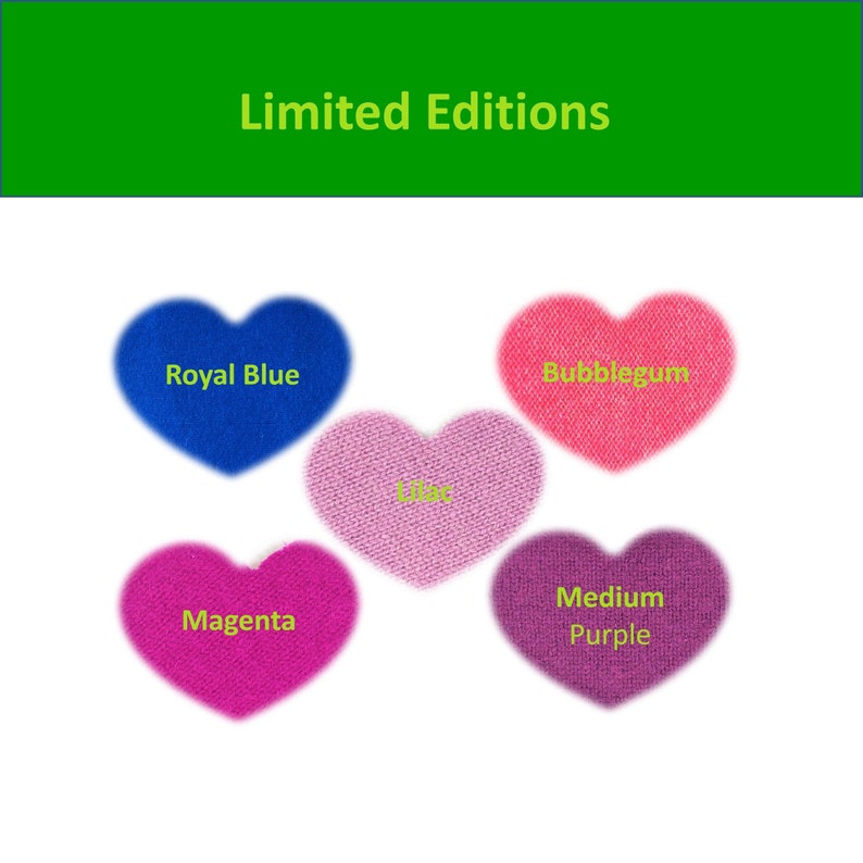 One Limited Edition 100% Cashmere Heart Love Patch: One Iron-On Remove Adhesive to Sew Instead Sweater Hole Repair or to Customize for You image 1