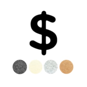 DISCONTINUING One Money Dollar Sign 100% Cashmere Patch: Black Iron-On Sweater Hole Repair or to Customize; Eco-Friendly