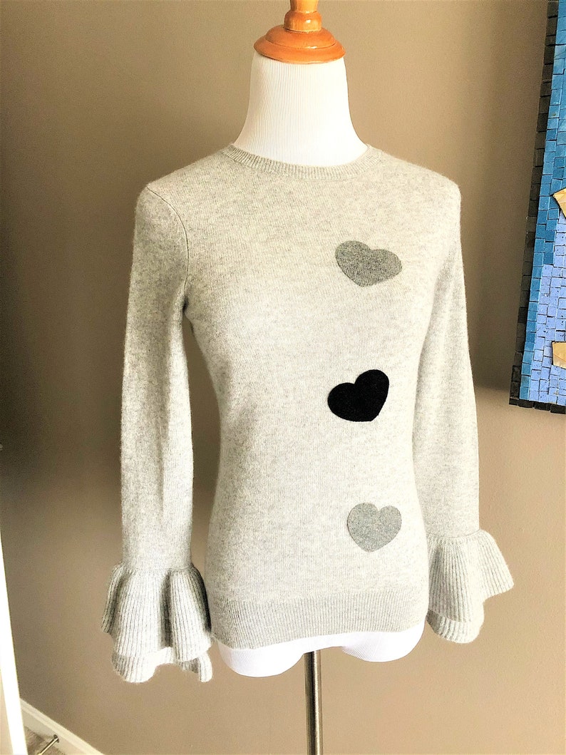 One Limited Edition 100% Cashmere Heart Love Patch: One Iron-On Remove Adhesive to Sew Instead Sweater Hole Repair or to Customize for You image 2