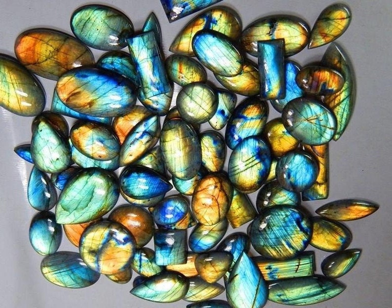 Labradorite lot Natural LABRADORITE CABOCHON Multifire wholesale Labradorite Gemstone lot 500 carats AAA quality Mix Size Labradorite Stone