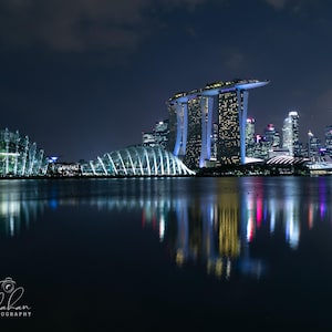 Marina Bay Sands, Flower Dome, and the Singapore skyline.