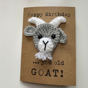 Carte d'anniversaire - carte au crochet - carte Kraft - chèvre - joyeux anniversaire, vieille chèvre ! - Drôle - Nouveauté - Vieillesse - 50 60 70 80