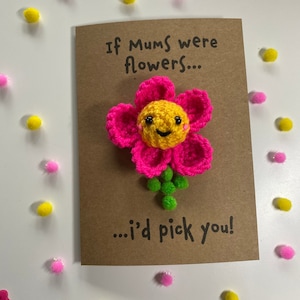 Carte d'anniversaire de maman - carte au crochet - carte Kraft - fleur - rose - fête des mères - Si les mamans étaient des fleurs, je vous choisis - maman maman maman