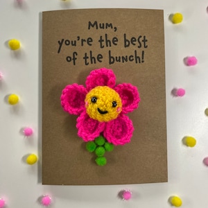 Carte d'anniversaire de maman - carte au crochet - carte Kraft - fleur - rose - joyeuse fête des mères - maman, vous êtes la meilleure de la bande - maman maman maman