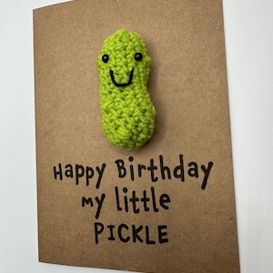 Tarjeta de cumpleaños - Tarjeta de crochet - Tarjeta Kraft - Mi pequeño pepinillo - ¡Feliz cumpleaños! Mejor amigo/a, pareja, novia, esposa, novio/a, divertido/a, novedad
