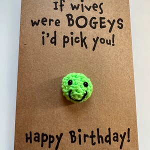 Tarjeta de cumpleaños - Tarjeta de crochet - Kraft - Si las esposas fueran fantasmas, te elegiría a ti - ¡Feliz cumpleaños! - La favorita de mi mejor amiga - Divertida - Esposa novedosa