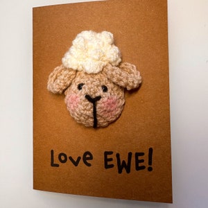 Verjaardag - Valentijnsdag - Ik hou van jou - Haakwerk - Kraftkaart - Schaap - Liefde EWE - Gepersonaliseerd - Vriendje Vriendin Vrouw Echtgenoot Partner