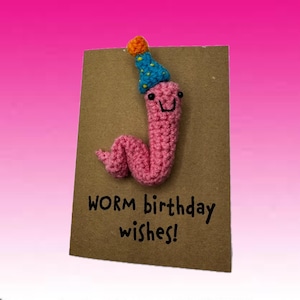 Carte d'anniversaire - carte au crochet - carte Kraft - ver - voeux d'anniversaire de ver - joyeux anniversaire - drôle - nouveauté - ami - famille