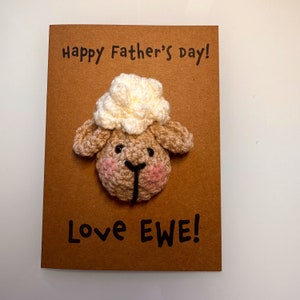 Tarjeta del Día del Padre - Tarjeta de crochet - Kraft - Oveja - ¡Feliz Día del Padre! - Tarjeta novedosa de animales - Te amo - Gracias papá - Papá papá
