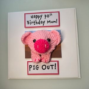 Carte d'anniversaire - carte au crochet - Kraft - cochon - joyeux anniversaire - cochon ! Carte filles garçons drôles avec animaux de la ferme - nom d'âge personnalisé