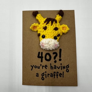 Carte d'anniversaire - carte au crochet - carte Kraft - girafe - 40 ans ! Vous avez une girafe ! - Drôle - Nouveauté - Vieillesse - 40 50 60 70 80