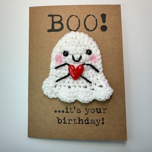 Tarjeta de cumpleaños - Tarjeta de crochet - Tarjeta Kraft - Tarjeta fantasma - Boo It's Your Birthday - Mejor amigo - Pareja - Suyo - Para niños - Personalizada