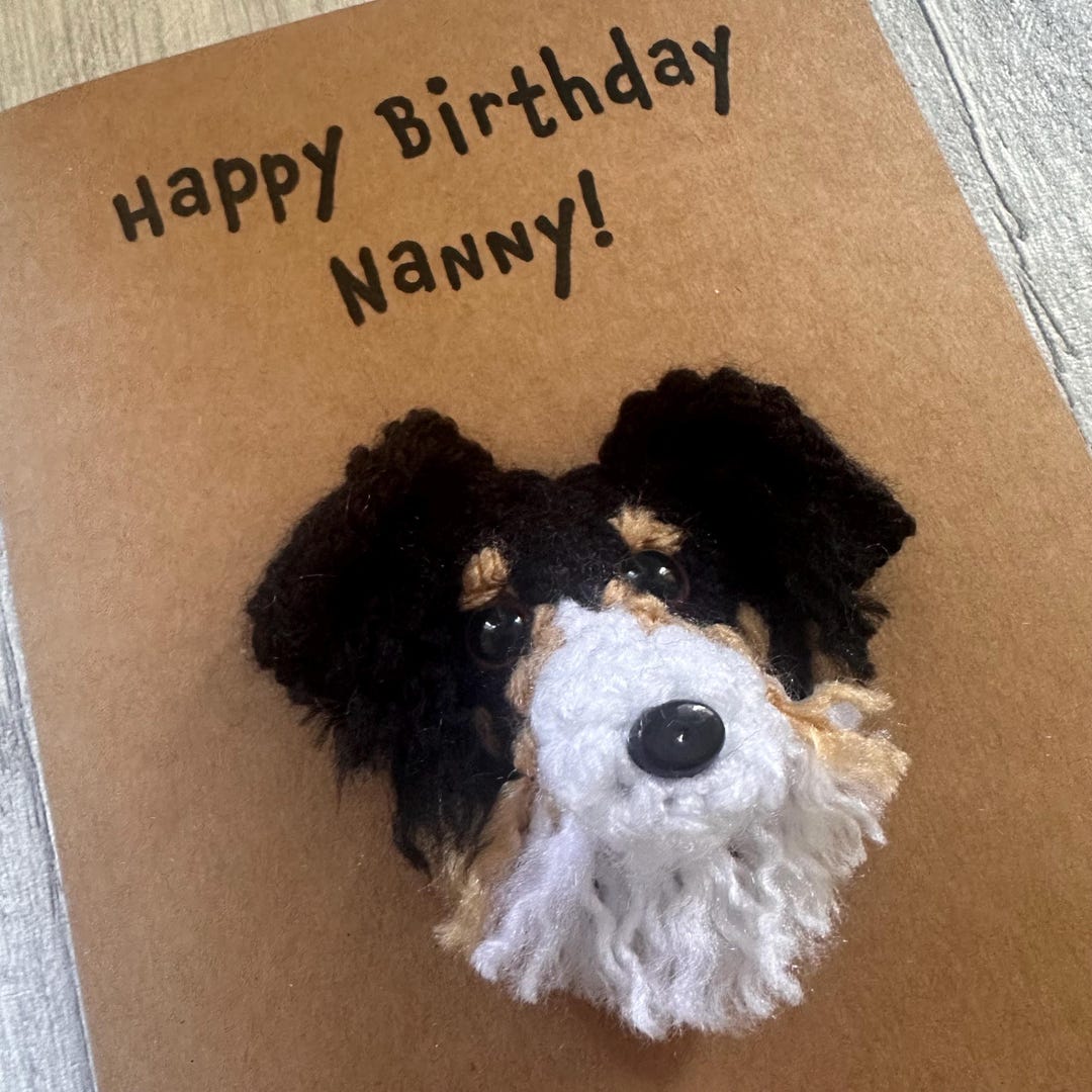 Personalized Crochet Dog Birthday Card - Kraft Card - Etsy UK