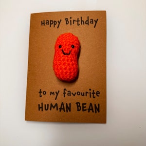 Carte d'anniversaire - carte au crochet - carte Kraft - mon haricot humain préféré - joyeux anniversaire ! Fève au lard - Meilleur ami - Drôle - Nouveauté
