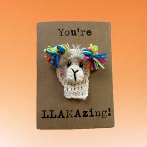 Tarjeta de agradecimiento - Tarjeta de crochet - Tarjeta Kraft - Llama - Tarjeta You're LLAMAzing - Tarjeta You're Amazing