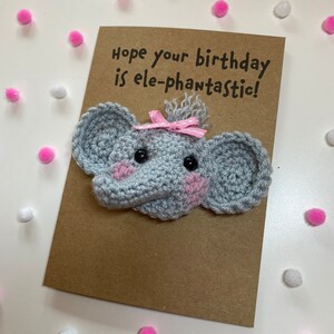 Geburtstagskarte - Häkelkarte - Kraft - Elefant - Ich hoffe, dein Geburtstag ist elefantastisch! - Niedliche Neuheit Tiere - Kinder für die Seine