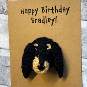 Carte d'anniversaire - carte au crochet - Kraft - personnalisée n'importe quelle race de chien - couleurs nom âge - joyeux anniversaire - propriétaire de chien teckel animal de compagnie nouveauté mignon