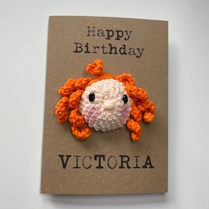 Carte d'anniversaire - carte au crochet - carte Kraft - - carte de visite personnalisée - carte caricature personnalisée