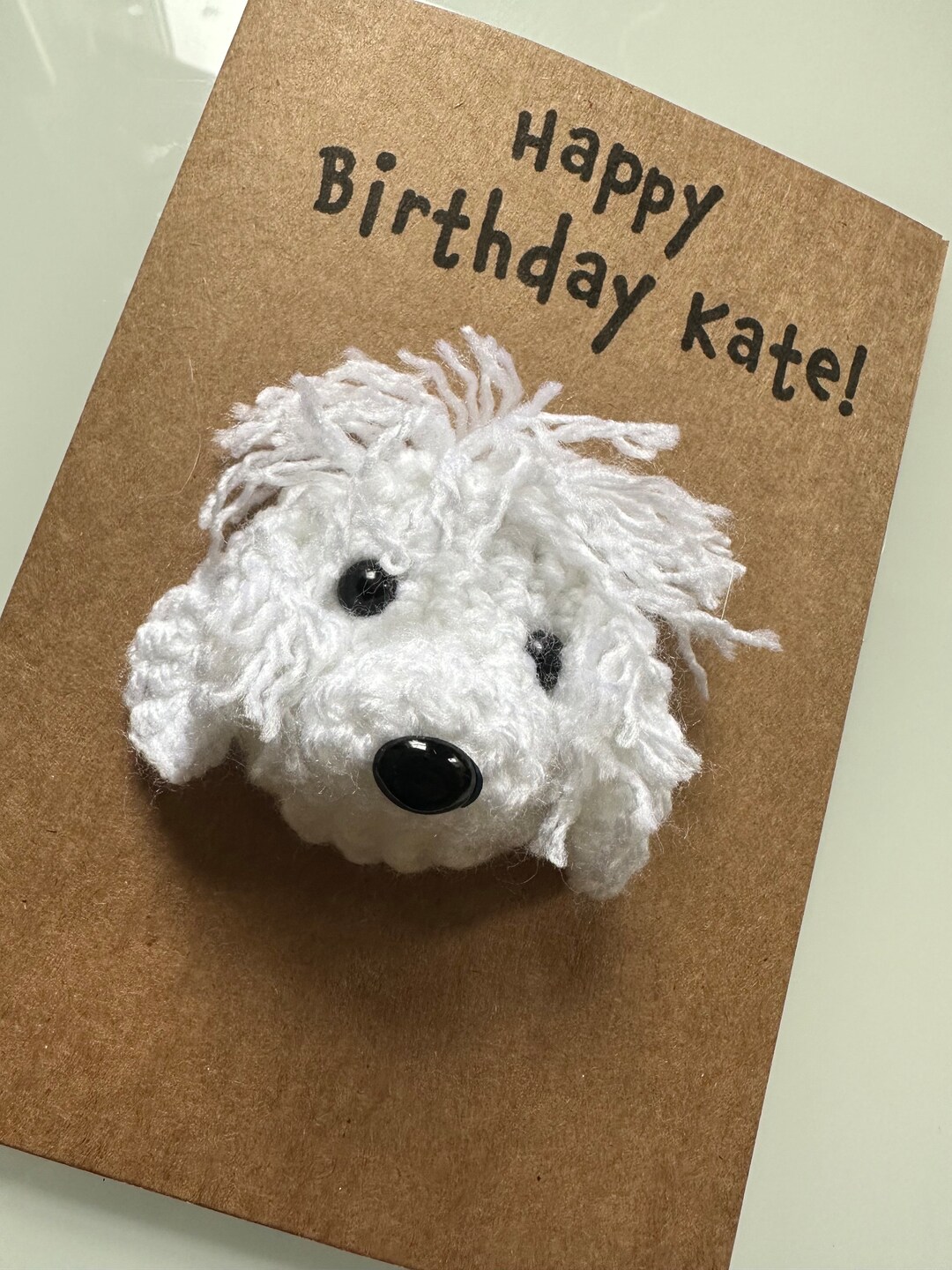 Birthday Card - Crochet Card - Kraft Card - Dog Cavapoo Cavachon ...