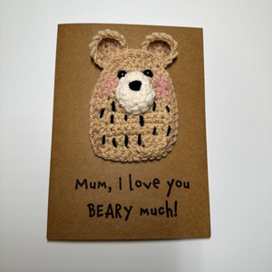 Tarjeta del Día de la Madre - Tarjeta de crochet - Tarjeta Kraft - Oso lindo - Mamá, te amo mucho, oso - Mamá, mami, mamá - Gracias, mamá, cumpleaños