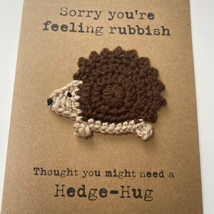 Thinking Of You Card Kraft Card Get Well Card Crochet Card Hedgehog Hedgehug Missing You Lockdown Friends Family image 2