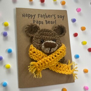 Carte de fête des pères - carte au crochet - carte Kraft - ours - joyeuse fête des pères papa ours - papa papa papa pa grand-père - merci papa - jolie nouveauté