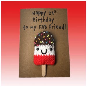 Biglietto di auguri di compleanno per una relazione - Uncinetto - Kraft - Gelato Fab Lolly - Buon compleanno a un FAB! - Amico, moglie, fidanzata, fidanzato, marito, insegnante