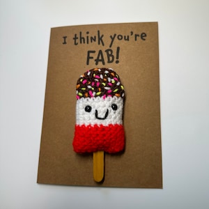 Tarjeta de aniversario de amor, maestra y amiga - Crochet - Kraft - Helado fabuloso - ¡Creo que eres fabuloso! - Amigo/a, su/a, ella/o, pareja/o, esposo/a, esposa