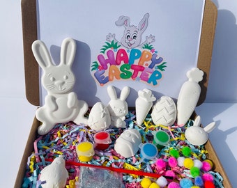 Easter Paint Kit -  Kids Activity Box Bunny Rabbit and Eggs - DIY Craft Box