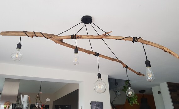 Suspension Bois, Lustre Bois, Luminaire Bois, Fait main, Modèle unique et personnalisable
