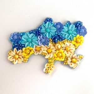 Bestickte Landkarte der Ukraine, Brosche Ukraine, bestickte Perlennadel, Beten für den Frieden, meistverkaufte Artikel handgemacht, Geschenk für sie, Kristallnadel