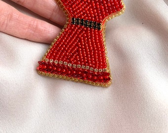 mmiw red dress pin Handmade MMIWG2S red dress pin with sweetgrass and seed beads