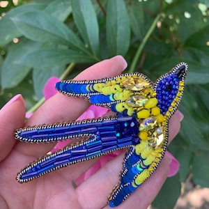 bird brooch, swallow pin, gift for her, embroidered brooch, beaded brooch, best selling items, jewelry for her, ukrainian jewelry