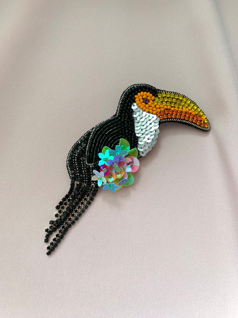 Tropical Toucan Beaded Shoulder Bag