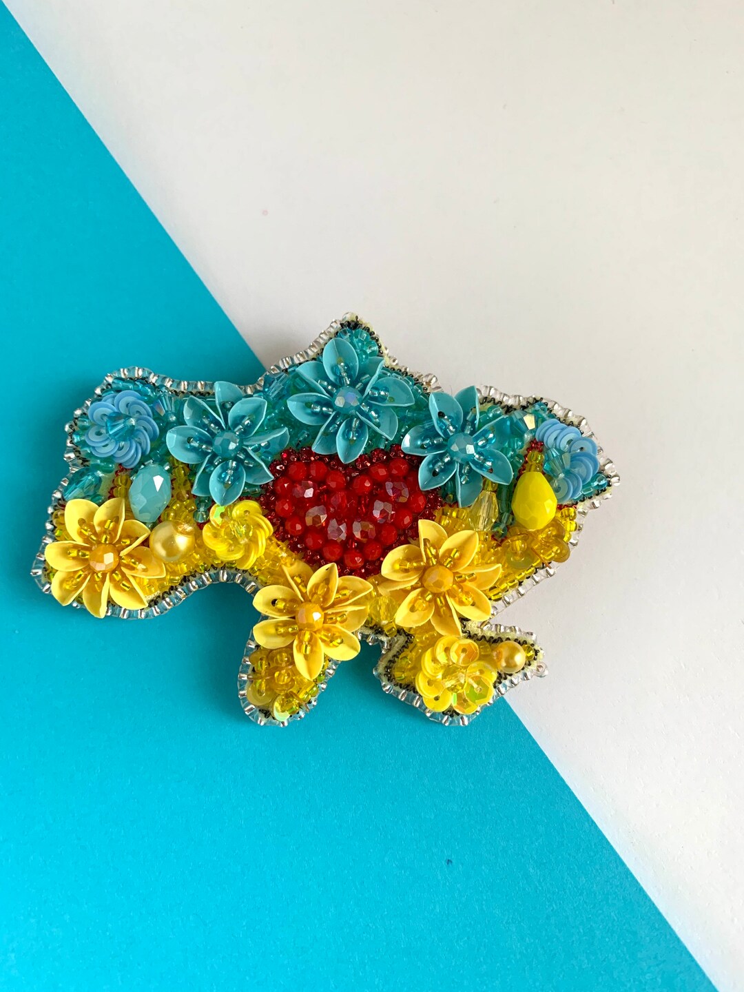 Embroidered Map of Ukraine Brooch Ukraine Embroidered Beaded Etsy