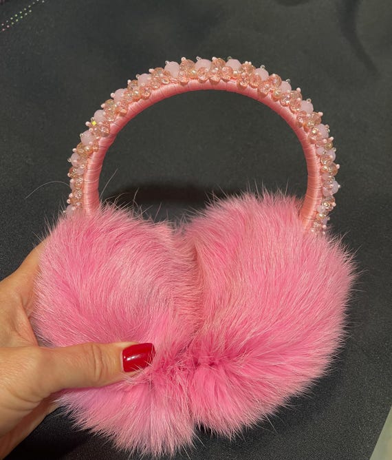 Fluffy Fur Ear Warmer, Hand-stitched Real Rabbit Fur  display picture 2