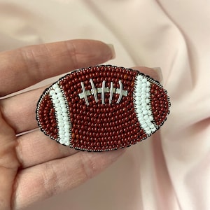 Football American symbol brooch, embroidered beaded brooch, brown athlete pin, best stlling items handmsde, gift for her, gift for him